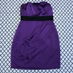 Express Purple & Black Strapless Pleated Dress <3